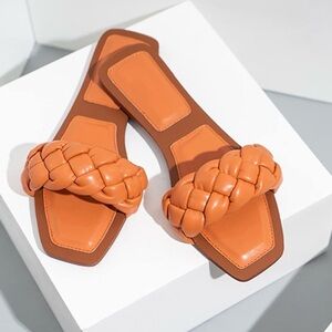 Juliet Holy Women's Braided Slide Sandals in Orange